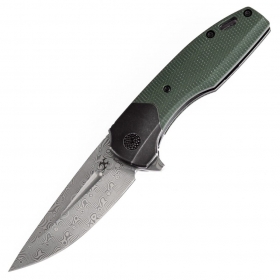 N Kansept Knives Cassowary Damascus Green Micarta K2065B6