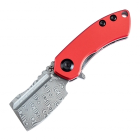 N Kansept Knives Mini Korvid Damascus Red Aluminium T3030P2