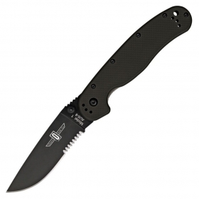 N Ontario RAT 1 Folder Seratted Black Blade 8847