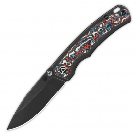 N QSP Knives Puffin Titanium + Red-Blue Camo Carbon QS127-G2