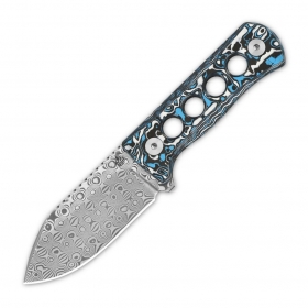 N QSP Knives Canary Damascus Blue Camo Carbon QS141-I